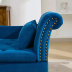 HYLEORY Chaise longue de rangement, fauteuil d'appoint moderne en velours capitonné avec pieds en bois massif et oreiller lombaire (accoudoir droit)