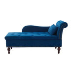 HYLEORY Chaise longue de rangement, fauteuil d'appoint moderne en velours capitonné avec pieds en bois massif et oreiller lombaire (accoudoir droit)