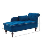 HYLEORY Chaise longue de rangement, fauteuil d'appoint moderne en velours capitonné avec pieds en bois massif et oreiller lombaire (accoudoir droit)