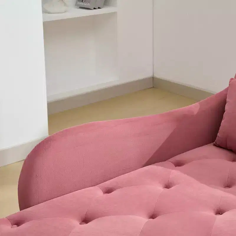 HYLEORY Chaise longue de rangement, fauteuil d'appoint moderne en velours capitonné avec pieds en bois massif et oreiller lombaire (accoudoir droit)