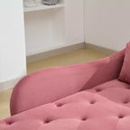 HYLEORY Chaise longue de rangement, fauteuil d'appoint moderne en velours capitonné avec pieds en bois massif et oreiller lombaire (accoudoir droit)