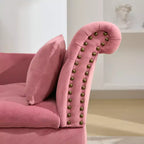 HYLEORY Chaise longue de rangement, fauteuil d'appoint moderne en velours capitonné avec pieds en bois massif et oreiller lombaire (accoudoir droit)