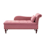 HYLEORY Chaise longue de rangement, fauteuil d'appoint moderne en velours capitonné avec pieds en bois massif et oreiller lombaire (accoudoir droit)