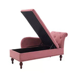HYLEORY Chaise longue de rangement, fauteuil d'appoint moderne en velours capitonné avec pieds en bois massif et oreiller lombaire (accoudoir droit)