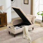 HYLEORY Chaise longue de rangement, fauteuil d'appoint moderne en velours capitonné avec pieds en bois massif et oreiller lombaire (accoudoir droit)