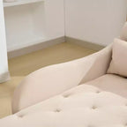 HYLEORY Chaise longue de rangement, fauteuil d'appoint moderne en velours capitonné avec pieds en bois massif et oreiller lombaire (accoudoir droit)