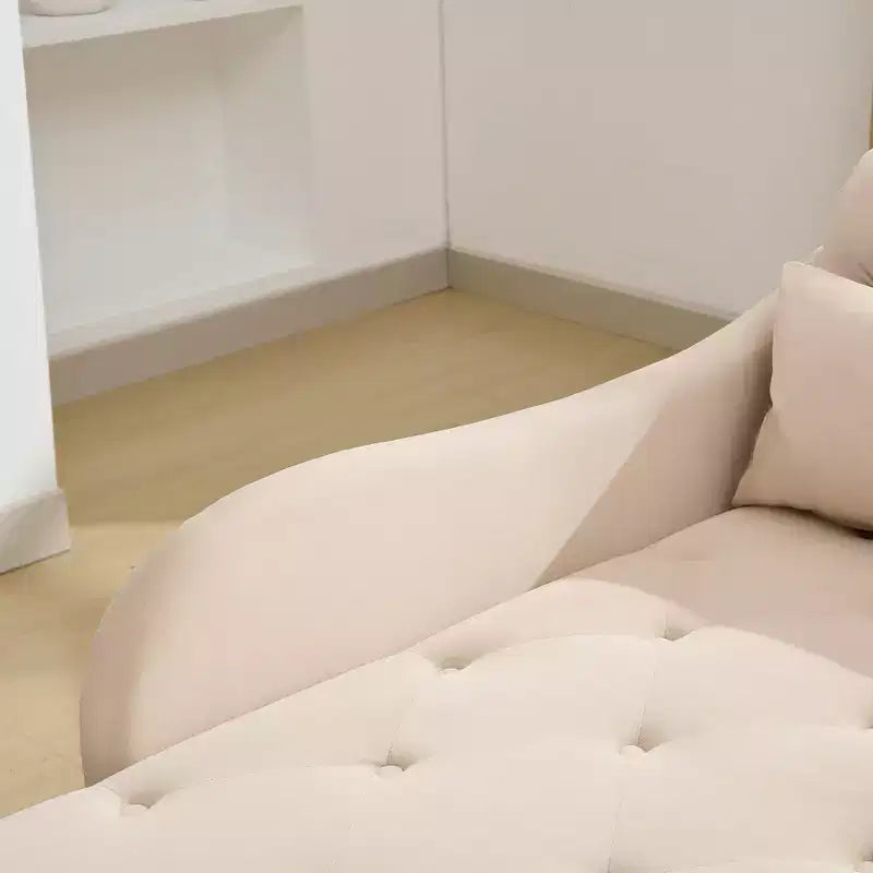 HYLEORY Chaise longue de rangement, fauteuil d'appoint moderne en velours capitonné avec pieds en bois massif et oreiller lombaire (accoudoir droit)