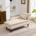 HYLEORY Chaise longue de rangement, fauteuil d'appoint moderne en velours capitonné avec pieds en bois massif et oreiller lombaire (accoudoir droit)