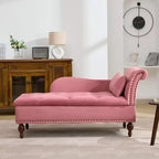 HYLEORY Chaise longue de rangement, fauteuil d'appoint moderne en velours capitonné avec pieds en bois massif et oreiller lombaire (accoudoir droit)