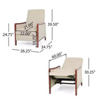 Fauteuil inclinable en tissu GDFStudio Mendota Mid Century Modern avec piqûres capitonnées et poussoir en bois