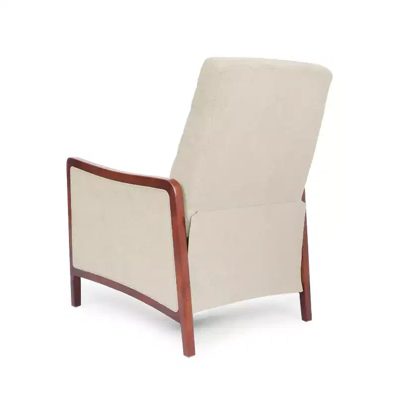 Fauteuil inclinable en tissu GDFStudio Mendota Mid Century Modern avec piqûres capitonnées et poussoir en bois