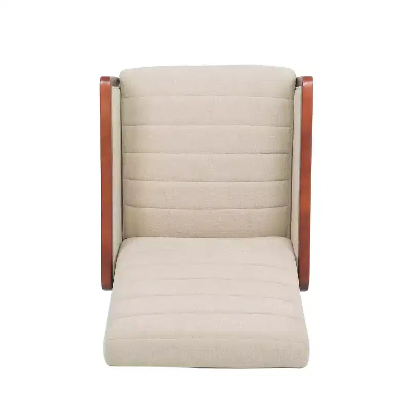 Fauteuil inclinable en tissu GDFStudio Mendota Mid Century Modern avec piqûres capitonnées et poussoir en bois
