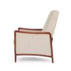 Fauteuil inclinable en tissu GDFStudio Mendota Mid Century Modern avec piqûres capitonnées et poussoir en bois