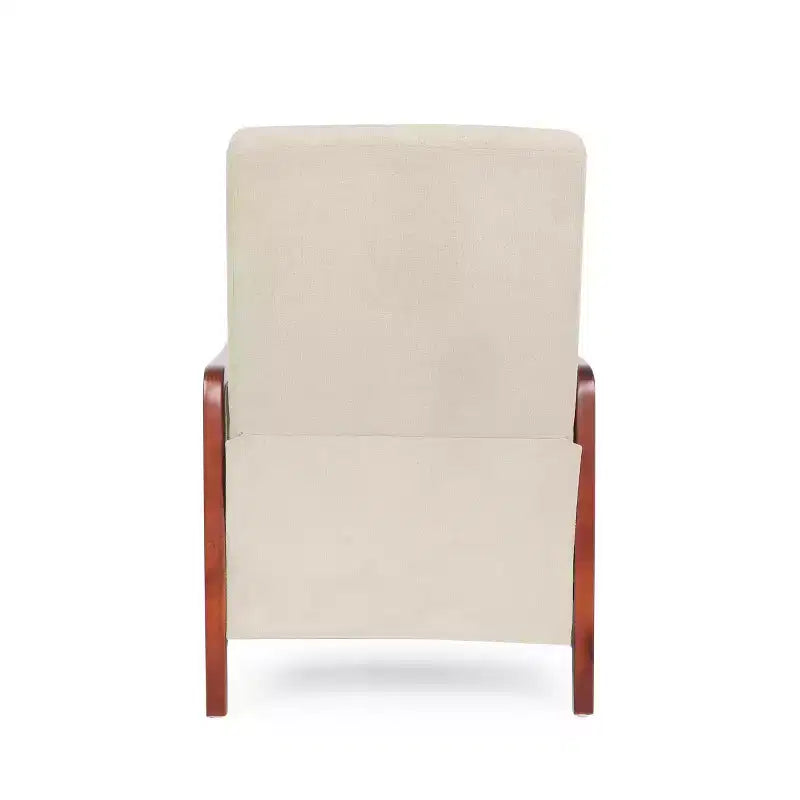 Fauteuil inclinable en tissu GDFStudio Mendota Mid Century Modern avec piqûres capitonnées et poussoir en bois