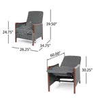 Fauteuil inclinable en tissu GDFStudio Mendota Mid Century Modern avec piqûres capitonnées et poussoir en bois