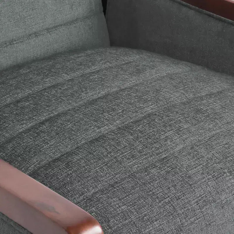 Fauteuil inclinable en tissu GDFStudio Mendota Mid Century Modern avec piqûres capitonnées et poussoir en bois