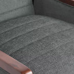 Fauteuil inclinable en tissu GDFStudio Mendota Mid Century Modern avec piqûres capitonnées et poussoir en bois