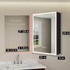 Armoire à pharmacie HBEZON avec miroirs et lumières, armoire de salle de bain à encastrer/murale, 3 modes d'éclairage, intensité réglable, anti-buée, noire