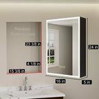 Armoire à pharmacie HBEZON avec miroirs et lumières, armoire de salle de bain à encastrer/murale, 3 modes d'éclairage, intensité réglable, anti-buée, noire