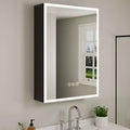 HBEZON Medicine Cabinet with Mirrors and Lights, Recess/Wall Mount Bathroom Cabinet, 3 Mode Light, Dimmable, Defogger, Black