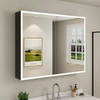 Armoire à pharmacie HBEZON avec miroirs et lumières, armoire de salle de bain à encastrer/murale, 3 modes d'éclairage, intensité réglable, anti-buée, noire