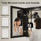 Armoire à pharmacie HBEZON avec miroirs et lumières, armoire de salle de bain à encastrer/murale, 3 modes d'éclairage, intensité réglable, anti-buée, noire