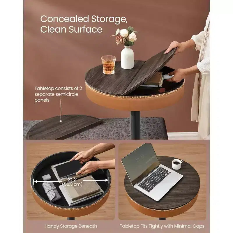 VASAGLE Collection EKHO - Table de bar ronde réglable en hauteur avec rangement