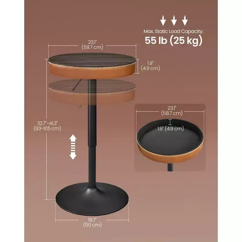VASAGLE Collection EKHO - Table de bar ronde réglable en hauteur avec rangement