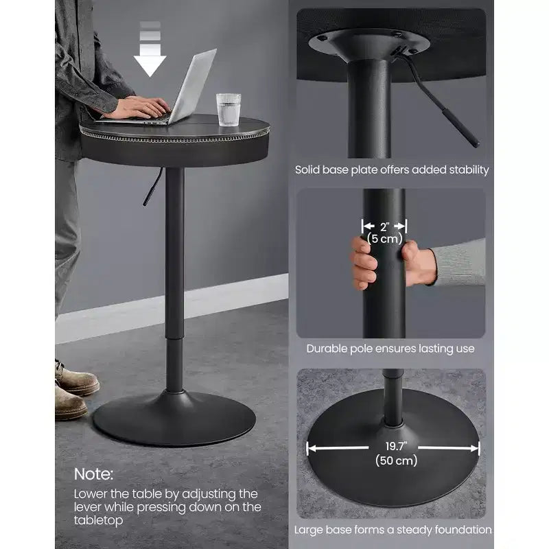 VASAGLE Collection EKHO - Table de bar ronde réglable en hauteur avec rangement
