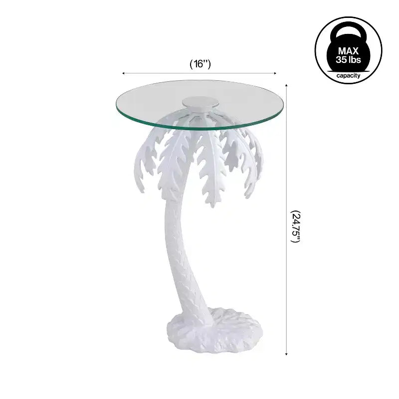 Table d'appoint JONATHAN Y Vince avec plateau en verre et palmier en métal, style vintage Mid-Century