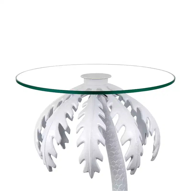 Table d'appoint JONATHAN Y Vince avec plateau en verre et palmier en métal, style vintage Mid-Century