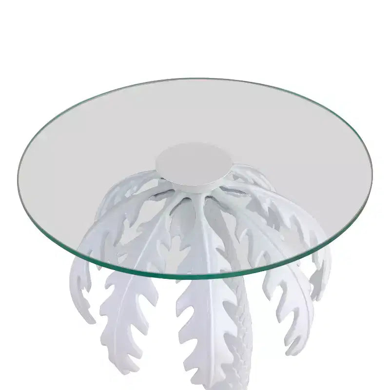 Table d'appoint JONATHAN Y Vince avec plateau en verre et palmier en métal, style vintage Mid-Century