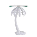 Table d'appoint JONATHAN Y Vince avec plateau en verre et palmier en métal, style vintage Mid-Century