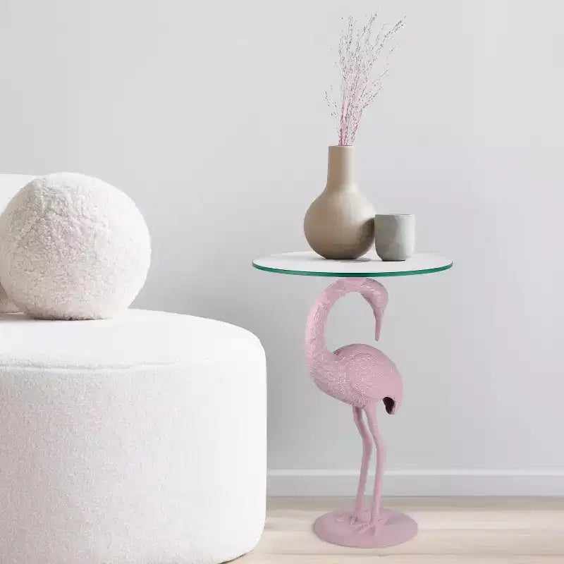 Table d'appoint flamant rose JONATHAN Y Blanche 25 classique en verre de style Mid-Century