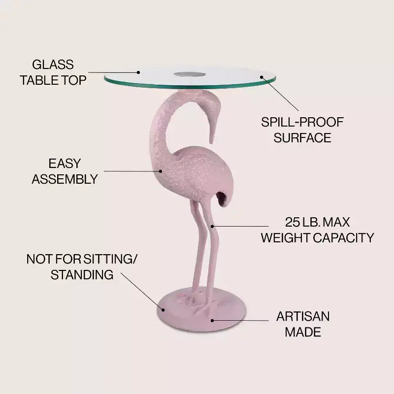 Table d'appoint flamant rose JONATHAN Y Blanche 25 classique en verre de style Mid-Century
