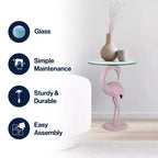 Table d'appoint flamant rose JONATHAN Y Blanche 25 classique en verre de style Mid-Century