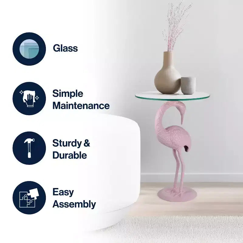 Table d'appoint flamant rose JONATHAN Y Blanche 25 classique en verre de style Mid-Century