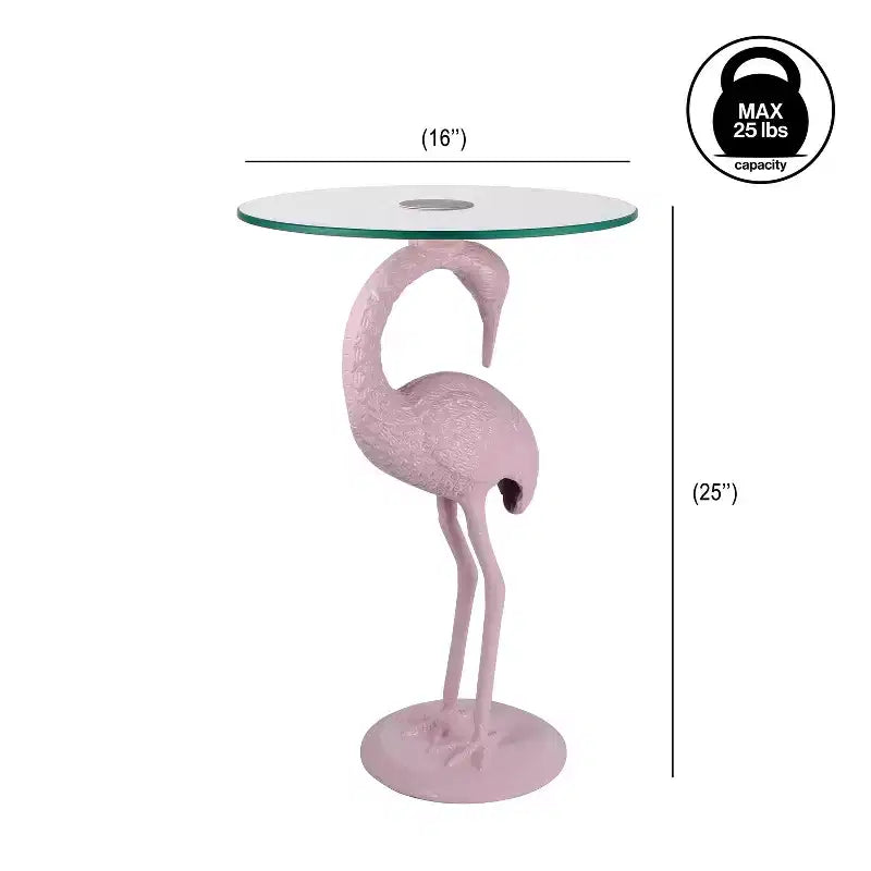 Table d'appoint flamant rose JONATHAN Y Blanche 25 classique en verre de style Mid-Century
