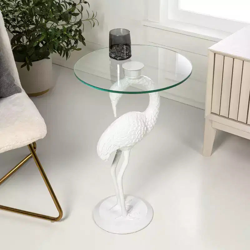 Table d'appoint flamant rose JONATHAN Y Blanche 25 classique en verre de style Mid-Century