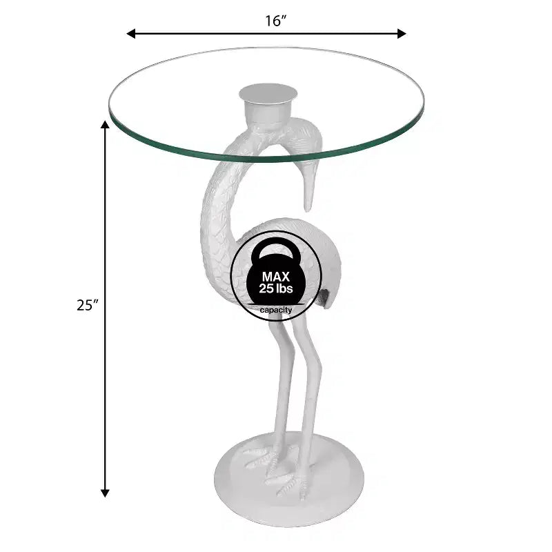 Table d'appoint flamant rose JONATHAN Y Blanche 25 classique en verre de style Mid-Century