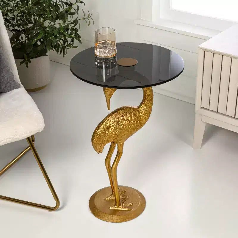 Table d'appoint flamant rose JONATHAN Y Blanche 25 classique en verre de style Mid-Century