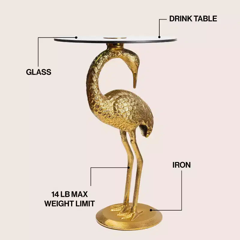 Table d'appoint flamant rose JONATHAN Y Blanche 25 classique en verre de style Mid-Century