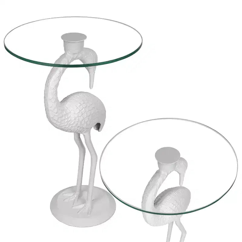 Table d'appoint flamant rose JONATHAN Y Blanche 25 classique en verre de style Mid-Century