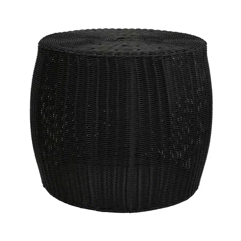 Household Essentials Handwoven Barrel Side Table, Black