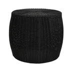 Household Essentials Handwoven Barrel Side Table, Black