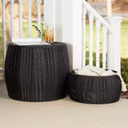 Table d'appoint en tonneau tressé Household Essentials, noir
