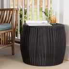 Table d'appoint en tonneau tressé Household Essentials, noir