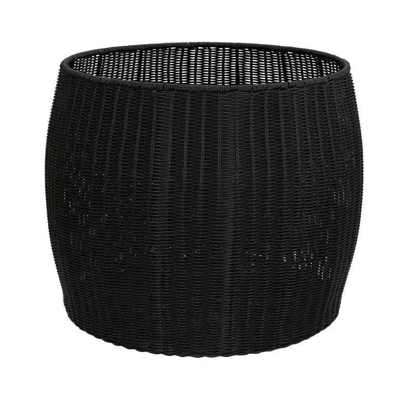 Table d'appoint en tonneau tressé Household Essentials, noir