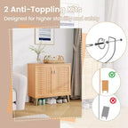 Meuble à chaussures 2 portes Costway avec portes tissées ventilées et 3 étagères amovibles pour entrée
