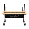 Versadesk 60 Foundry Bench Height Adjustable Standing Desk with Split Level Top & Wheels, Natural Bamboo Surface